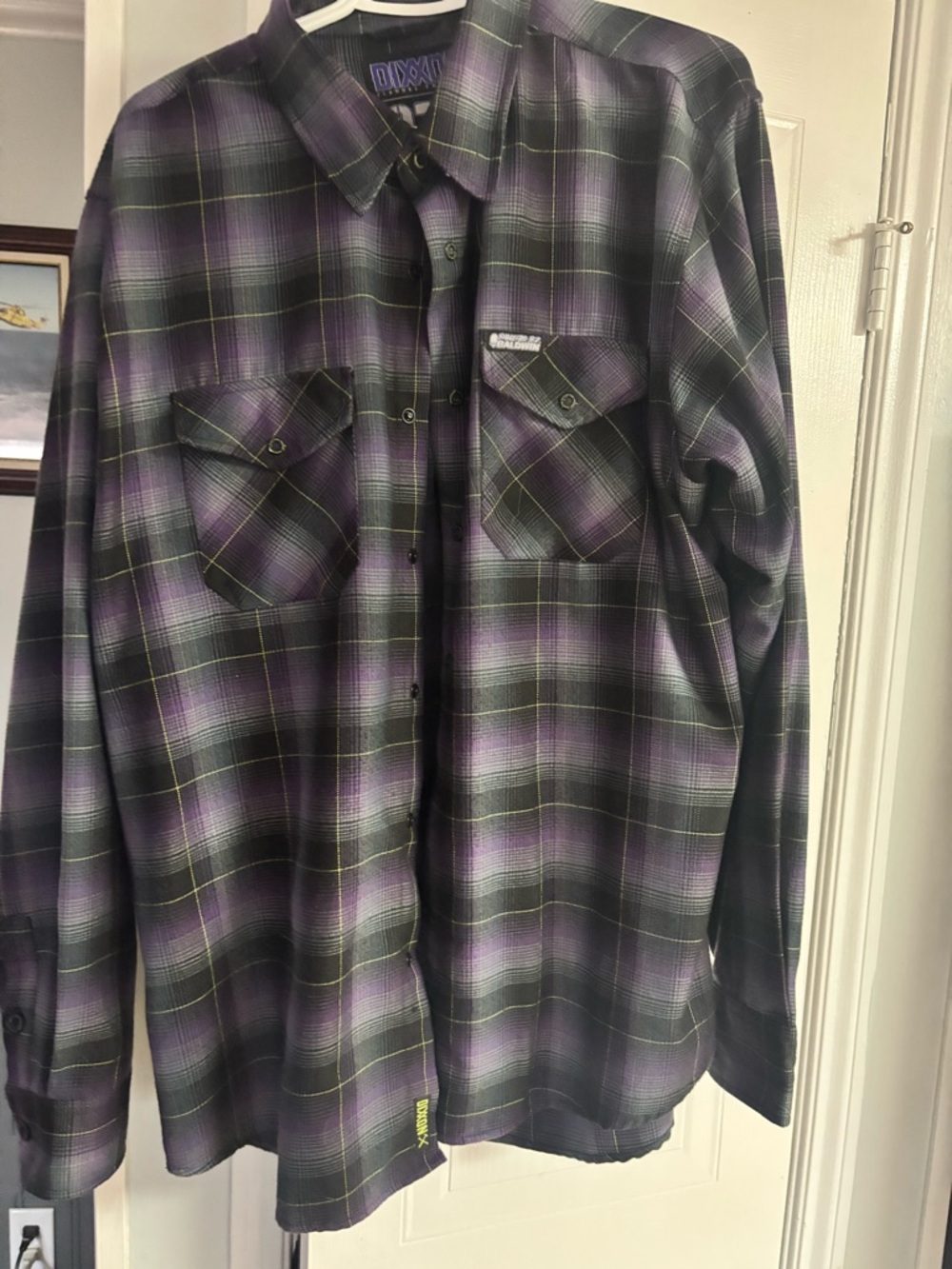 DIXXON Purple, Black & Green Plaid Flannel Shirt